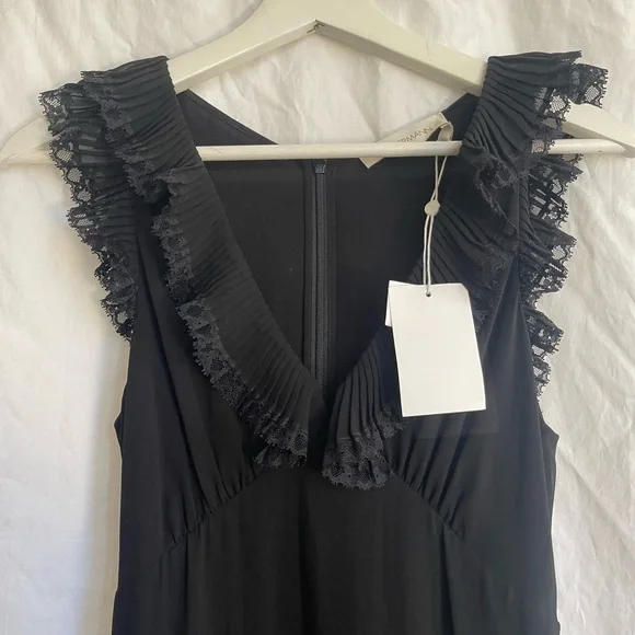 Zimmermann Black Ruffle Maxi Dress Quiet Luxury Pleated Gown Size 0 NEW - Picture 4 of 16